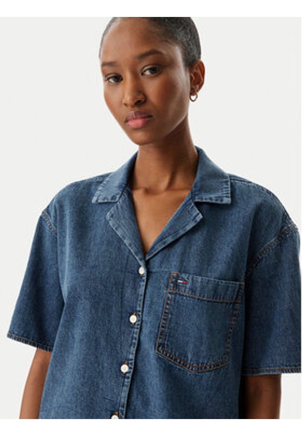 Tommy Jeans Koszula jeansowa DW0DW22216 Niebieski Relaxed Fit. Kolor: niebieski. Materiał: bawełna