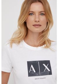 Armani Exchange t-shirt bawełniany kolor biały. Kolor: biały. Materiał: bawełna. Wzór: nadruk #2