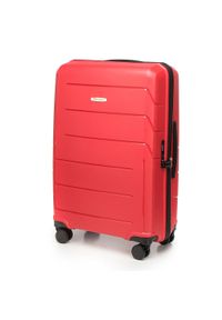 Wittchen - Zestaw walizek z polipropylenu w nowoczesny wzór. Kolor: czerwony. Materiał: guma. Wzór: geometria. Styl: wakacyjny, biznesowy #4