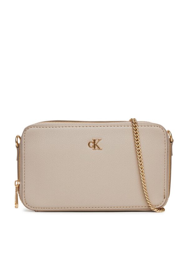 Calvin Klein Torebka Minimal Mono Camera Bag LV04K1086G Beżowy. Kolor: beżowy. Materiał: skórzane