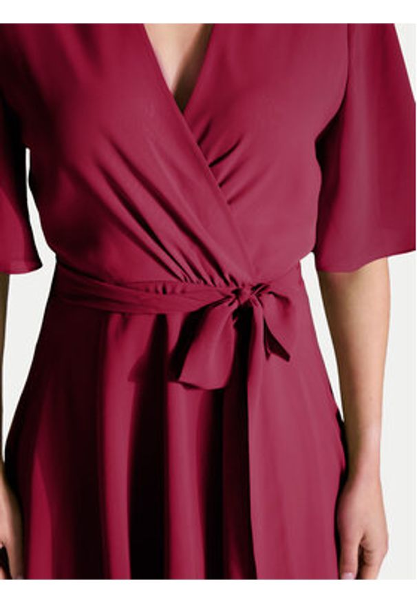 Swing Sukienka koktajlowa 5AI10200 Bordowy Regular Fit. Kolor: czerwony. Materiał: syntetyk. Styl: wizytowy