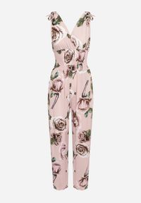 Born2be - Jasnoróżowy Taliowany Kombinezon w Kwiaty z Długimi Nogawkami Renivia. Okazja: na co dzień. Kolor: różowy. Długość: długie. Wzór: kwiaty. Styl: casual, street #2