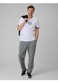 4f - 4F T-shirt regular z nadrukiem męski - biały 3XL. Okazja: na co dzień. Kolor: biały. Materiał: dzianina, bawełna, materiał. Wzór: nadruk. Styl: casual #2