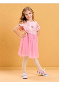 Sinsay - Prążkowana sukienka mini z tiulowym dołem - różowy. Kolor: różowy. Materiał: prążkowany, tiul. Długość: mini #1