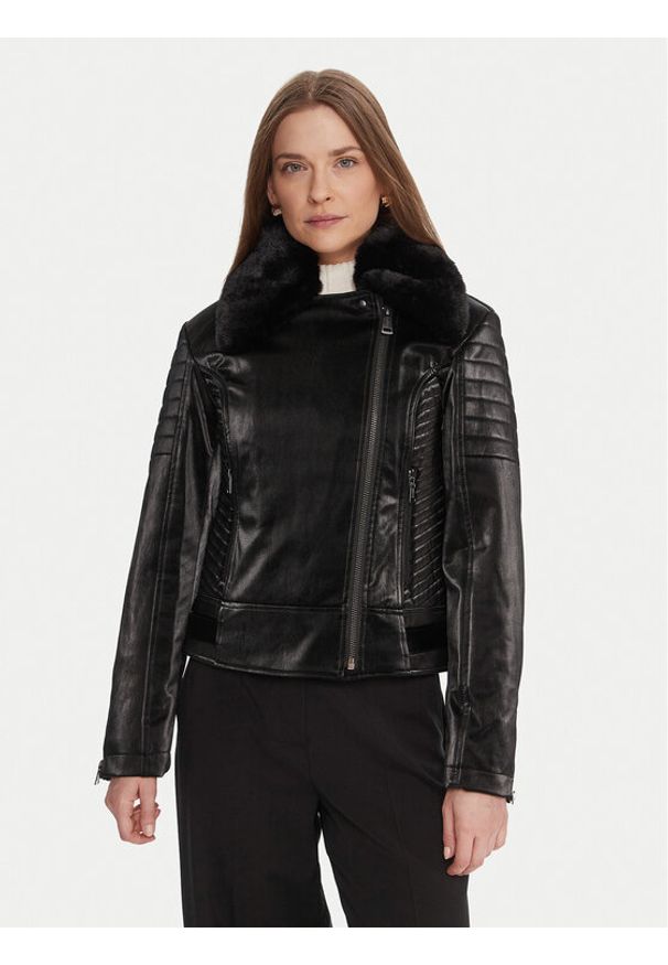 Guess Ramoneska W5BL35 W2820 Czarny Regular Fit. Kolor: czarny. Materiał: syntetyk