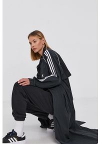 adidas Originals - Trencz. Kolor: czarny. Materiał: materiał. Długość rękawa: raglanowy rękaw #1