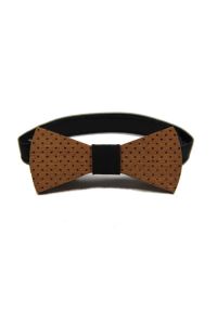 Bow Bow Ties - Mucha Drewniana, w Kropki, Groszki, Męska, Casualowa -BOW BOW TIES. Okazja: na co dzień. Kolor: beżowy, wielokolorowy, brązowy. Materiał: bawełna, guma. Wzór: grochy, kropki. Styl: casual #1