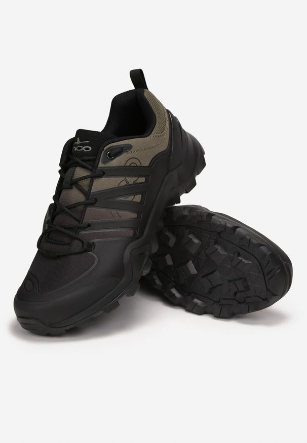 Born2be - Czarne Buty Trekkingowe Tharasothius. Okazja: na spacer. Wysokość cholewki: przed kostkę. Nosek buta: okrągły. Kolor: czarny. Materiał: materiał, guma. Wzór: nadruk. Sport: turystyka piesza