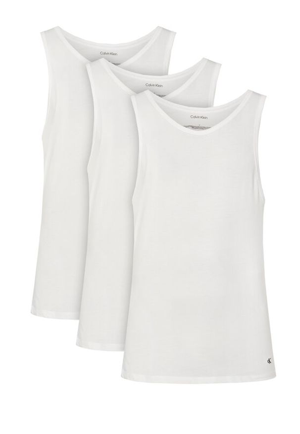 Calvin Klein Underwear Komplet tank topów Tank 3Pk LV00NB4184 Biały Slim Fit. Kolor: biały. Materiał: syntetyk