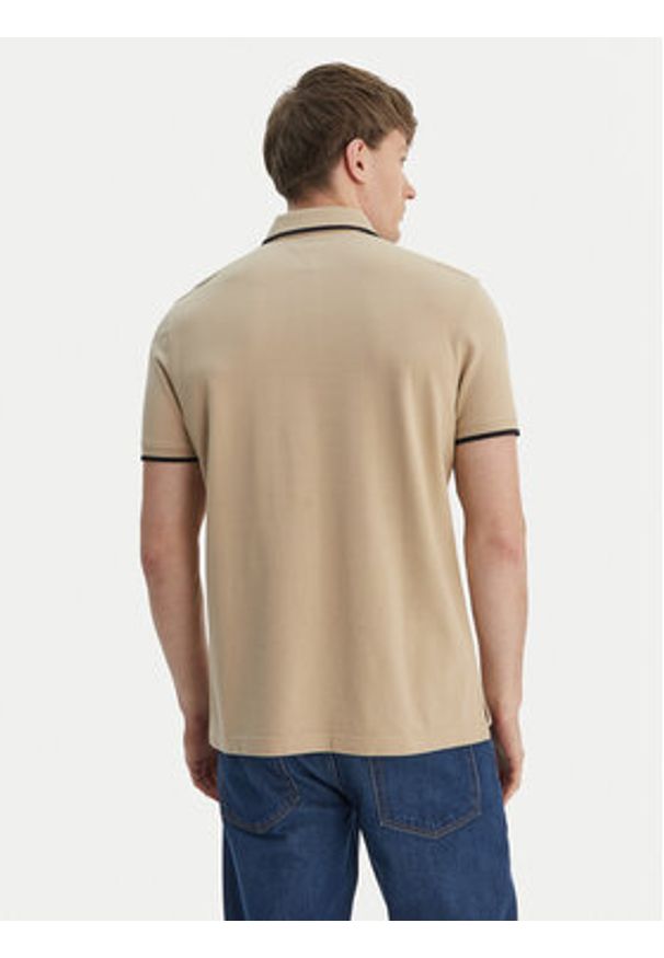 TOMMY HILFIGER - Tommy Hilfiger Polo Pique MW0MW42749 Beżowy Regular Fit. Typ kołnierza: polo. Kolor: beżowy. Materiał: bawełna