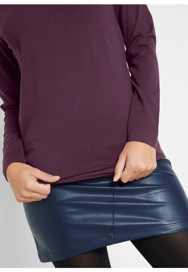 bonprix - Shirt w dopasowanym fasonie z długim rękawem. Okazja: na co dzień. Kolor: fioletowy. Materiał: bawełna. Długość rękawa: długi rękaw. Długość: długie. Styl: casual
