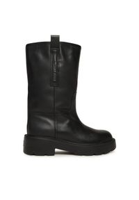Tommy Jeans Botki Tjw Leather Mid Tubular Boot EN0EN02834 Czarny. Kolor: czarny. Materiał: skóra