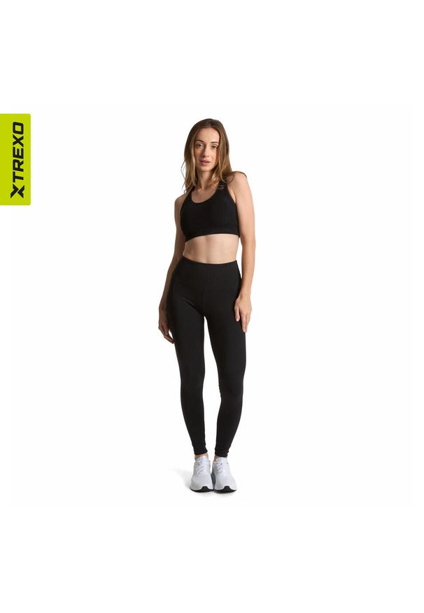 TREXO - Legginsy damskie Trexo Trexi Leggings. Kolor: czarny. Sport: joga i pilates
