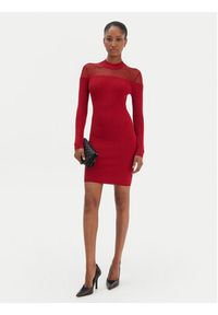 Guess Sukienka dzianinowa W6RK98 Z2YJ2 Czerwony Slim Fit. Kolor: czerwony. Materiał: wiskoza #5