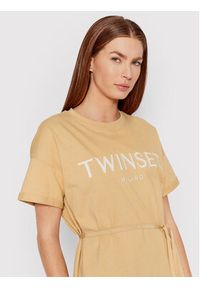 TwinSet - TWINSET Sukienka codzienna 221TP2541 Beżowy Regular Fit. Okazja: na co dzień. Kolor: beżowy. Materiał: syntetyk. Typ sukienki: proste. Styl: casual #5