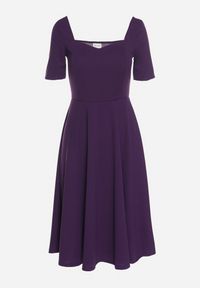 Born2be - Fioletowa Sukienka z Bufiastymi Rękawami Nerilune. Kolor: fioletowy. Styl: klasyczny, elegancki #7