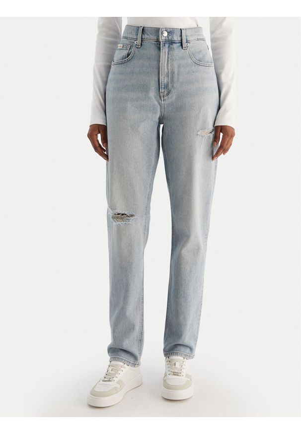 Calvin Klein Jeans Jeansy New Mom Jean Bowery Destroyed LV047D722G Niebieski Mom Fit. Kolor: niebieski. Materiał: bawełna