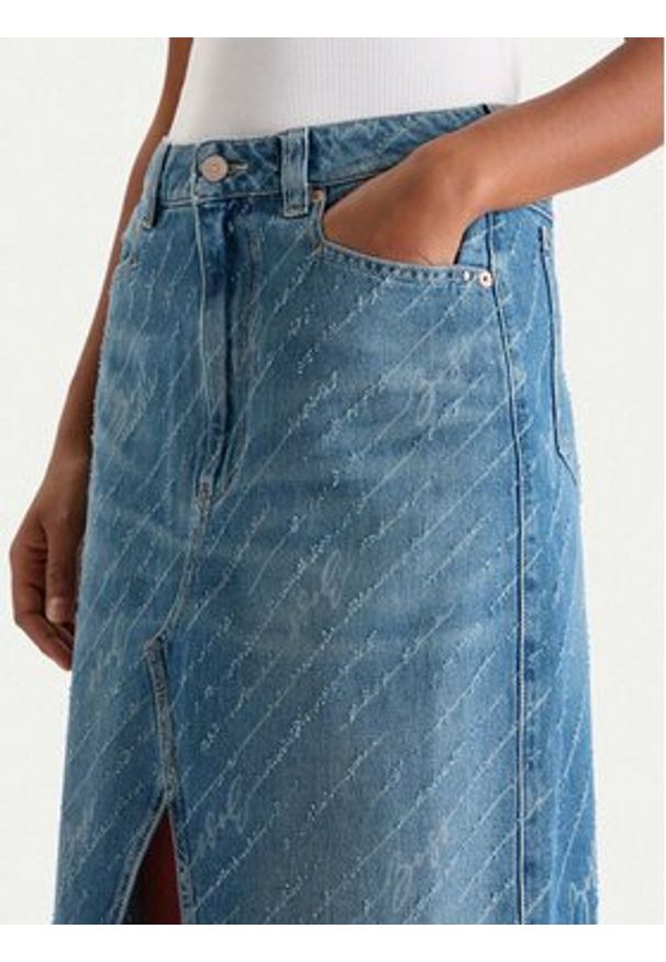 BOSS Spódnica jeansowa 50542445 Niebieski Regular Fit. Kolor: niebieski. Materiał: bawełna