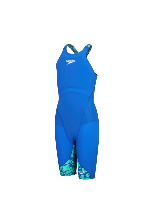 Strój startowy pływacki dla dziewczynki Speedo LZR Ignite Kneeskin. Kolor: niebieski, wielokolorowy, zielony