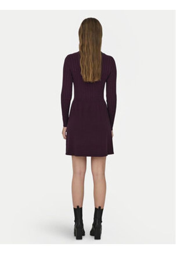 only - ONLY Sukienka dzianinowa 15306551 Bordowy Regular Fit. Kolor: czerwony. Materiał: syntetyk