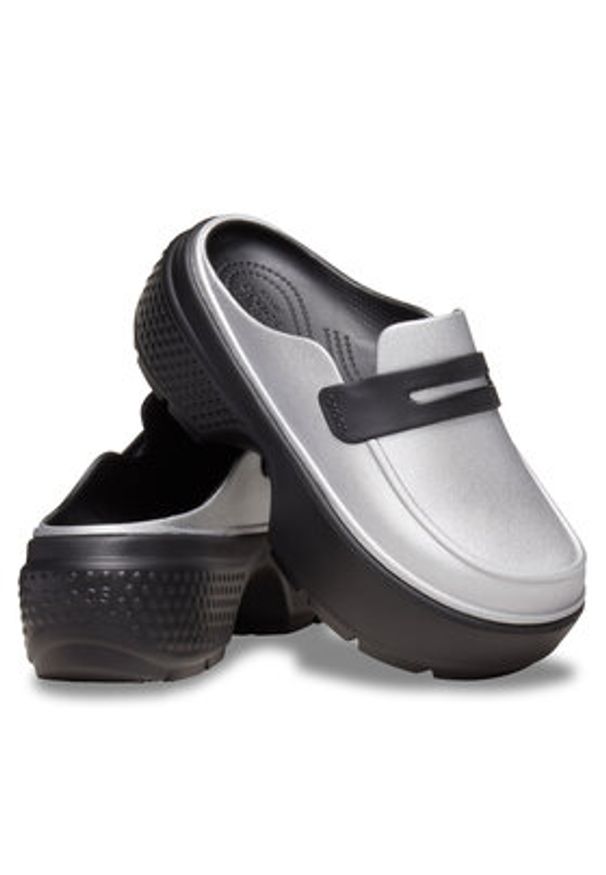 Crocs Klapki Stomp Metallic Loafer Clog 210363 Srebrny. Kolor: srebrny