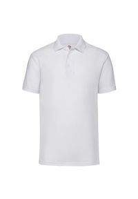 FRUIT OF THE LOOM - Męska Zwykła Koszulka Polo. Typ kołnierza: polo. Kolor: biały