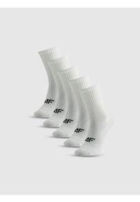 4f - 4F Skarpetki długie (5-pack) dziewczęce - białe 35-37. Kolor: biały. Materiał: materiał #1