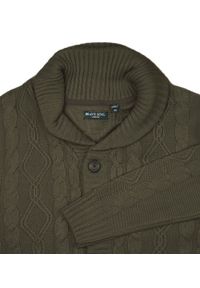 Brave Soul - Dziergany Sweter Zapinany na Guziki, Kardigan, Elegancki - BRAVE SOUL - Khaki. Okazja: na co dzień. Kolor: brązowy. Materiał: akryl. Styl: elegancki #2