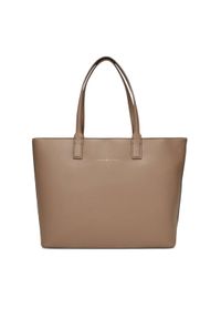 TOMMY HILFIGER - Tommy Hilfiger Torebka Th Logotape Tote AW0AW17449 Beżowy. Kolor: beżowy. Materiał: skórzane