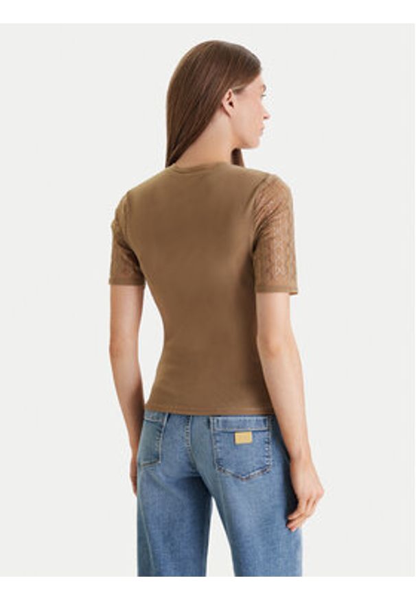 Marciano Guess T-Shirt 5RGP22 6311A Beżowy Regular Fit. Kolor: beżowy. Materiał: syntetyk