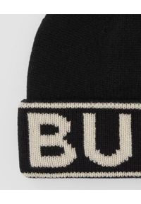 Burberry - BURBERRY - Czarna czapka z kaszmiru. Kolor: czarny. Materiał: kaszmir. Wzór: nadruk. Sezon: zima. Styl: klasyczny #2