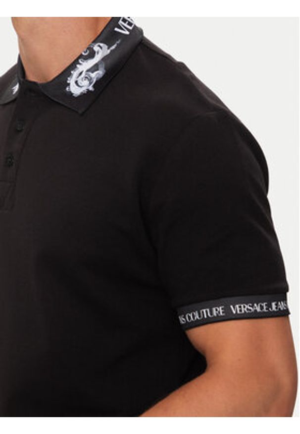Versace Jeans Couture Polo 76GAGT00 Czarny Regular Fit. Typ kołnierza: polo. Kolor: czarny. Materiał: bawełna