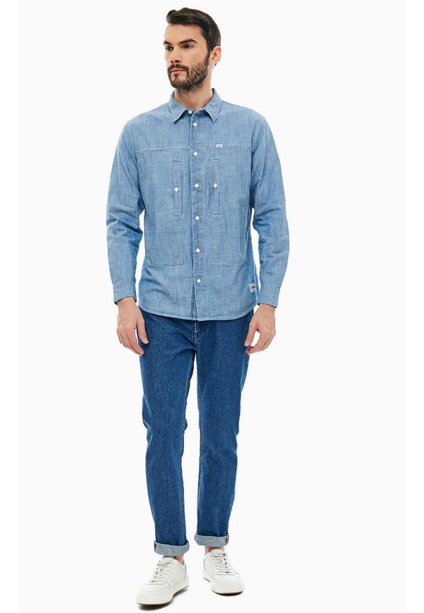 Lee - LEE SEASONAL WORKER SHIRT MĘSKA KOSZULA MATERIAŁOWA WORKWEAR BLUE L67YXQKR 112116975. Materiał: materiał