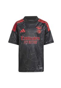 Adidas - Dziecięcy zestaw koszulki i spodenek outdoorowych Benfica Lisbonne 2024/25. Kolor: czarny. Materiał: dresówka. Styl: młodzieżowy, sportowy