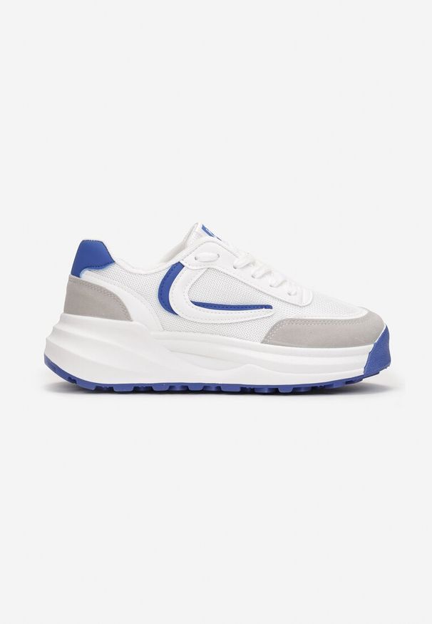 Renee - Biało-Niebieskie Sneakersy Flaherty. Okazja: na co dzień. Wysokość cholewki: przed kostkę. Nosek buta: okrągły. Zapięcie: sznurówki. Kolor: niebieski. Materiał: materiał. Szerokość cholewki: normalna