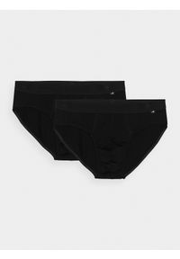 4f - 4F Bielizna slipy (2-pack) męskie - czarne L. Kolor: czarny. Materiał: bawełna, materiał, elastan