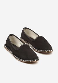 Born2be - Czarne Espadryle Balerinki z Ozdobnymi Przeszyciami Firavione. Okazja: na co dzień, na imprezę. Kolor: czarny. Materiał: len. Sezon: lato. Styl: klasyczny, casual #5