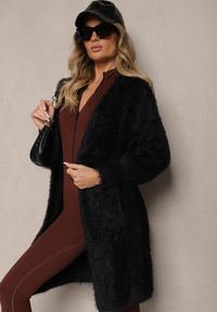 Renee - Czarny Kardigan Niezapinany z Wełną i Wsuwanymi Kieszeniami Rianessa. Kolor: czarny. Materiał: wełna #5