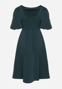Born2be - Zielona Sukienka o Rozkloszowanym Kroju z Bufiastymi Rękawami Melisseia. Kolor: zielony. Styl: klasyczny #4