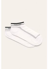 Calvin Klein - Skarpetki (2-pack). Kolor: biały. Materiał: bawełna, materiał, poliamid, elastan. Wzór: nadruk #1