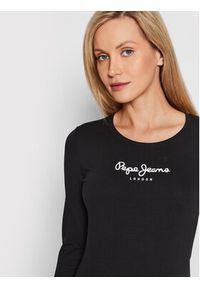 Pepe Jeans Bluzka New Virginia PL505203 Czarny Slim Fit. Kolor: czarny. Materiał: bawełna #4