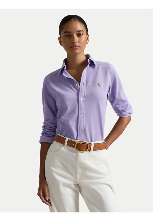 Polo Ralph Lauren Koszula 211924258010 Fioletowy Slim Fit. Typ kołnierza: polo. Kolor: fioletowy. Materiał: bawełna