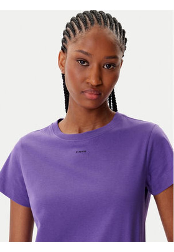 Pinko - PINKO T-Shirt Basico 100373 A2RE Fioletowy Regular Fit. Kolor: fioletowy. Materiał: bawełna