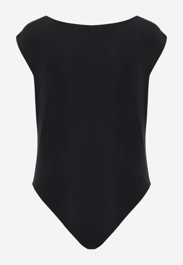 Renee - Czarne Body o Asymetrycznym Kroju z Marszczeniem Asintlia. Okazja: na co dzień, do pracy. Kolor: czarny. Styl: casual, elegancki