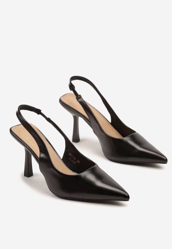 Renee - Czarne Sandały na Szpilce Slingback Falithra. Okazja: na co dzień, na imprezę. Kolor: czarny. Materiał: jeans. Sezon: lato. Obcas: na szpilce. Styl: klasyczny, casual