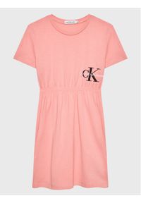 Calvin Klein Jeans Sukienka codzienna IG0IG01608 Różowy Regular Fit. Okazja: na co dzień. Kolor: różowy. Materiał: bawełna. Typ sukienki: proste. Styl: casual #1
