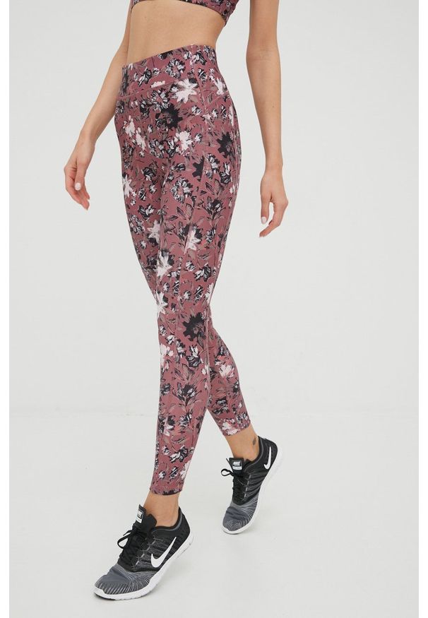 Only Play legginsy treningowe damskie kolor fioletowy wzorzyste. Kolor: fioletowy. Materiał: skóra, dzianina. Sport: fitness