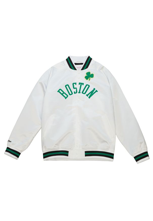 Mitchell & Ness - Satynowa bluza dresowa Boston Celtics. Kolor: biały. Materiał: satyna, dresówka. Sport: koszykówka
