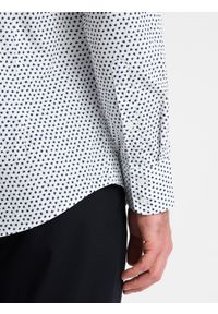 Ombre Clothing - Męska koszula w drobny wzór SLIM FIT - biała V2 OM-SHCS-0140 - XXL. Kolor: biały. Materiał: bawełna. Styl: klasyczny #8