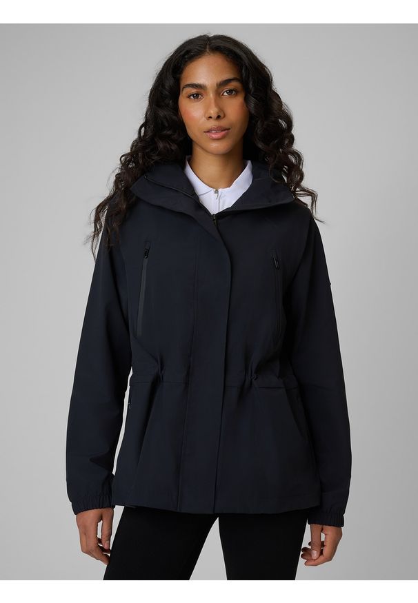 4f - 4F Parka przejściowa membrana 5000 damska - czarna S. Okazja: na co dzień. Kolor: czarny. Materiał: skóra, materiał. Styl: casual